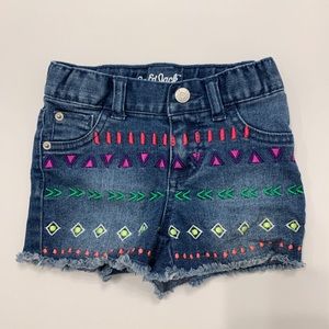 CAT & JACK Multicolor Embroidered Blue Soft Denim Shorts 18 months Girl